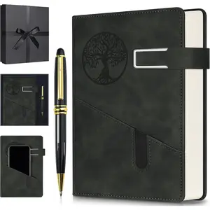 Lined Notebook Journal for Men Women, 365 Pages Numbered College Ruled Notebook, Hardcover Leather Journal with Pen &  Box, Thick Daily Diary, Professional Notebooks for Work, School, Business, A5