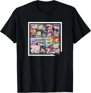 100% Cotton Unisex-Adults Black Short Sleeve T-Shirt - hololive English Eurobeat Remix Album Merchandise T-Shirt -