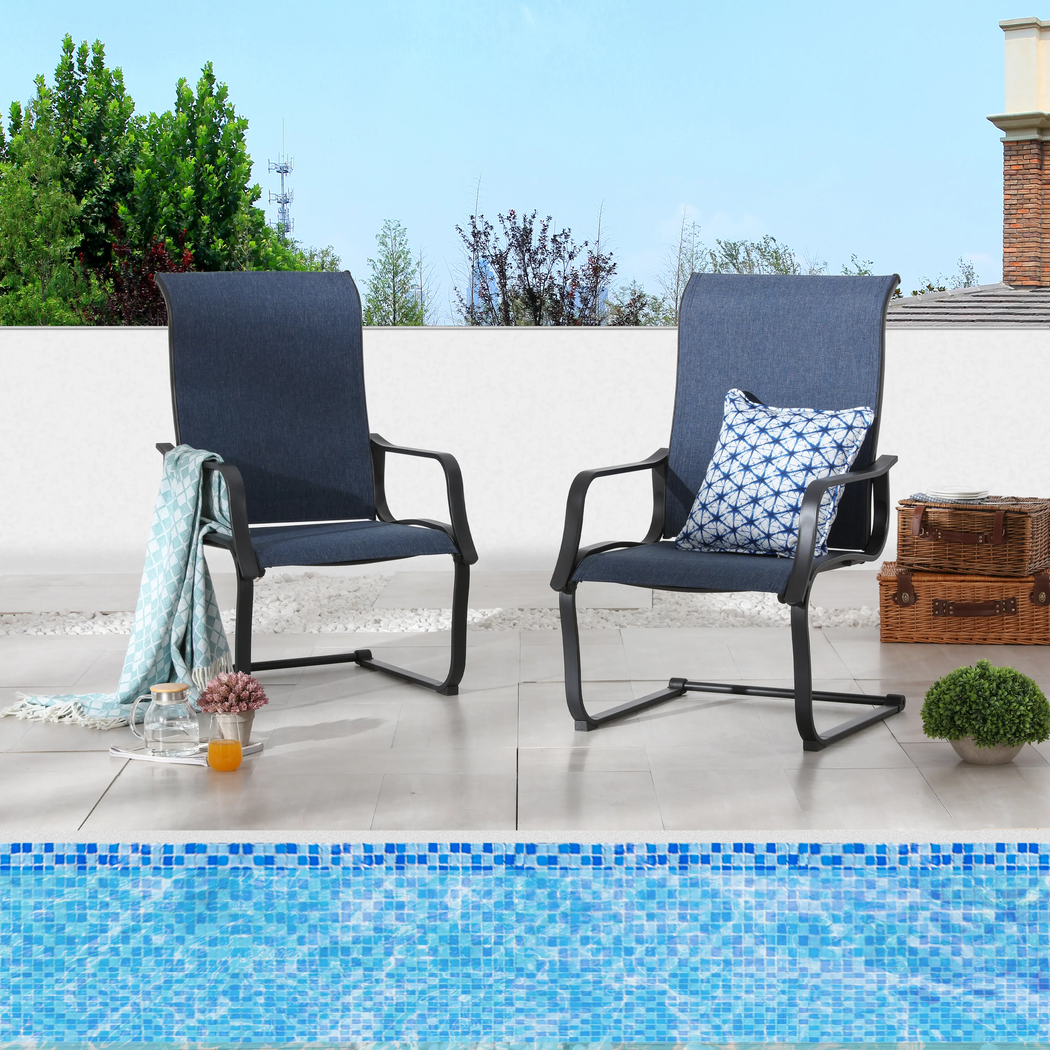 Patio Festival Spring Sling Outdoor Dining Chair (2-Pack) - Perfect for Outdoor Dining