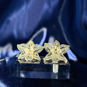 Silver Orchid Earrings- 925 sterling silver Filigree earrings, handmade artisan jewelry