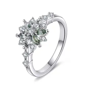 S925 sterling silver women's water grass agate ring is a must-have jewelry item for any holiday gift