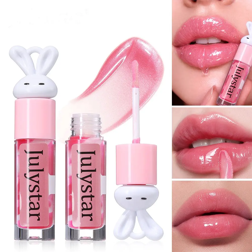 Rabbit Design Lip Oil Gloss, Clear Moisturizing Formula, Non-Sticky, Hydrating, Long-Lasting Shine for Glass Lips & Lip Care, Lipgloss
