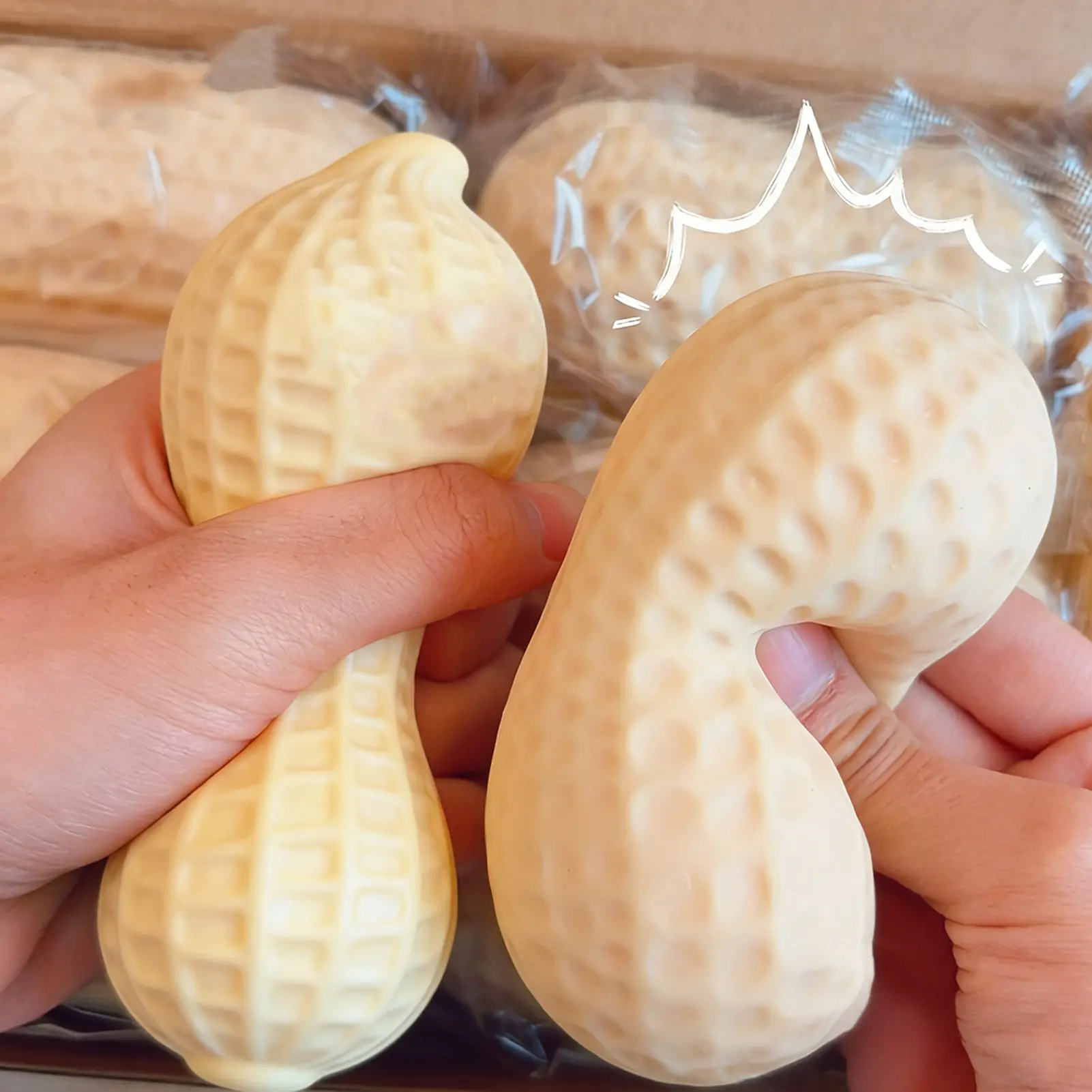 Explorinox 1/3Pcs Peanut Shaped Squeeze Toy Stress Relief Peanut Fidget Toy Hand Exercise Relaxation Stress Ball Simulated Food Sensory Toy