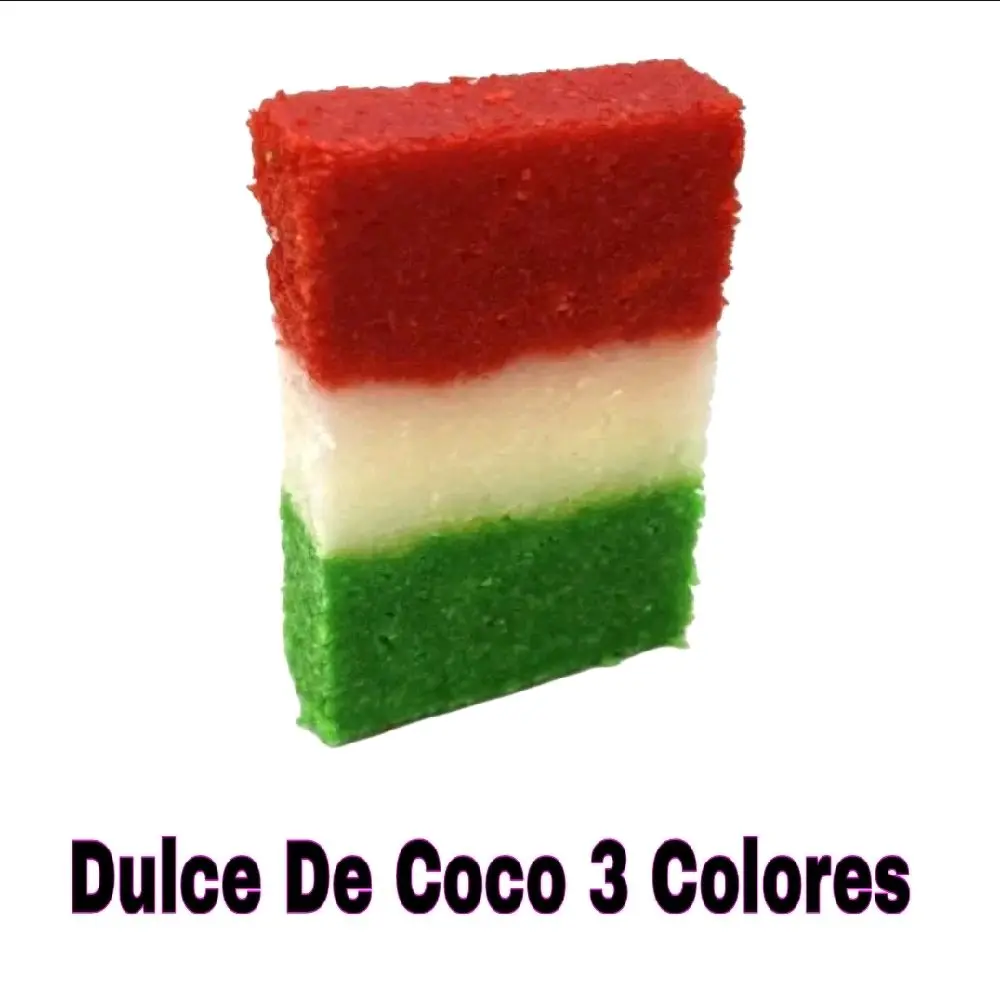 Dulce De Coco 3 Colores 1.5 oz Three-color Coconut Candy . Dulce De Coco 3 Colores 1.5 oz Three-color Coconut Candy .