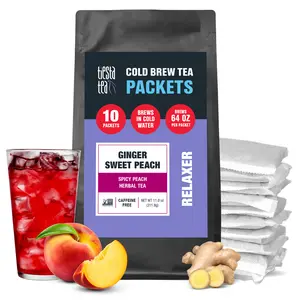 Tiesta Tea - Ginger Sweet Peach Cold Brew Tea - Spicy Peach Herbal Tea - Premium Loose Leaf Tea Blend - Non Caffeinated Iced Tea - Cold Brew Tea Packets - Brews 64 oz of Pitcher Per Bag (Pack of 10)