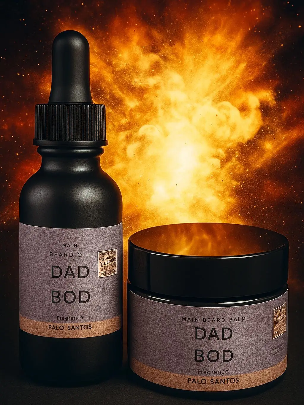 Dad Bod Beard Oil & Beard Balm - Professional Care with Bold Masculine Scent & Premium Oils for Nourishment & Hydration - Palo Santos Fragrance