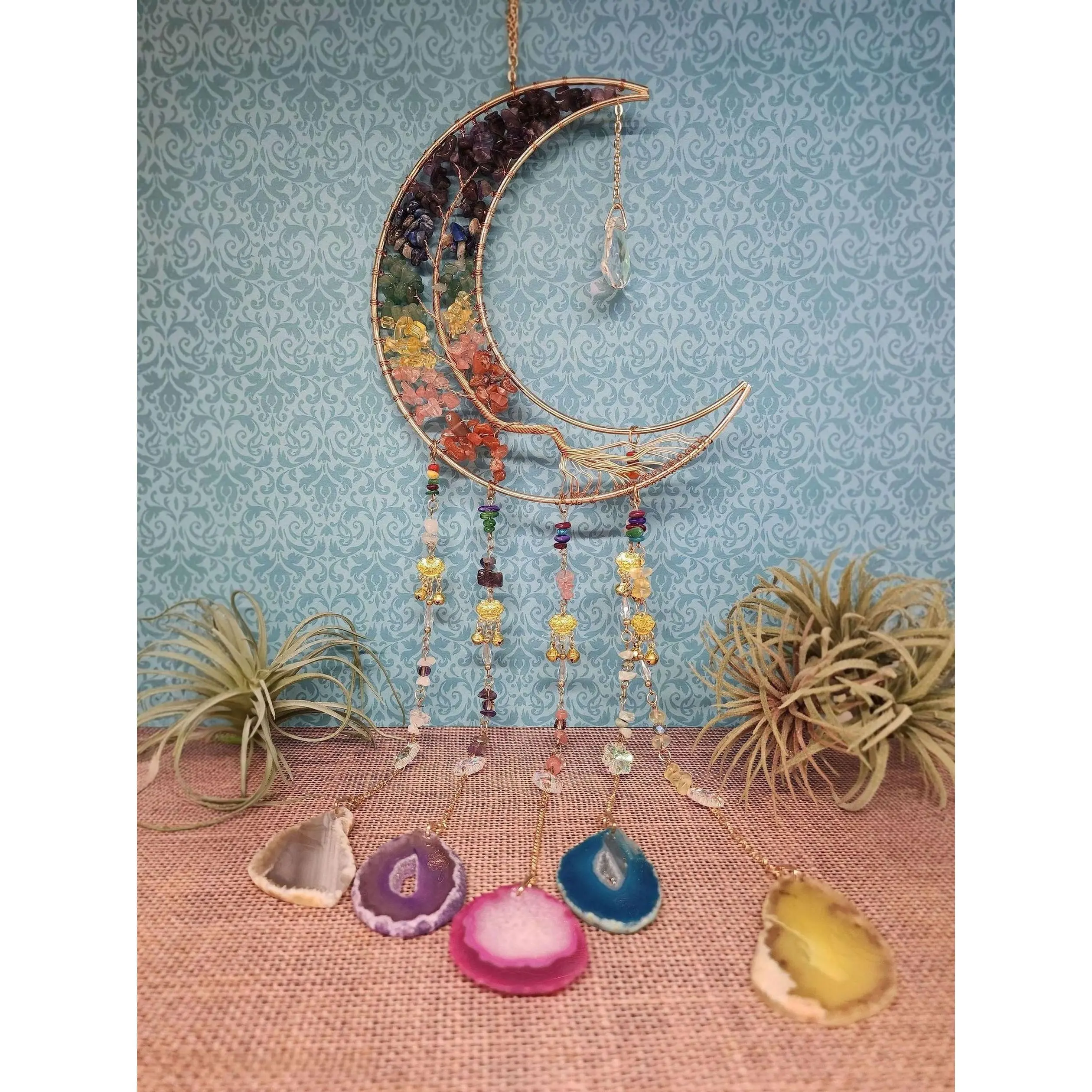 Moon Dreamcatcher with Agate Slices