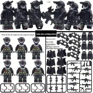 NWJ Military Building Block Action Figure Soldier Set, 0.15-Inch Micro Figures - Desert & Ghost Special Forces Toy Collection