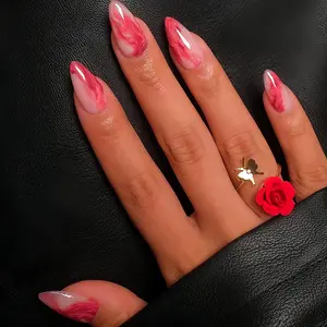 Marble Pattern Fake Nails with Nail File & Tape, 24pcs/set Fashion Press on Nails for Women & Girls DIY Nail Art, Elegant Stick on Nails Kit