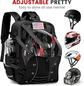Motorcycle Backpack Helmet Bags, Large Capacity Waterproof Helmet Backpack for Men, Motorcycle Accessories Storage Cycling Bag(Black)