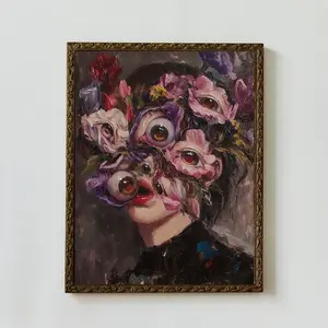 Floral Eye Dark Gothic Art Print Poster Unframed - Dark Feminine Portrait Poster -  Surreal Art Print