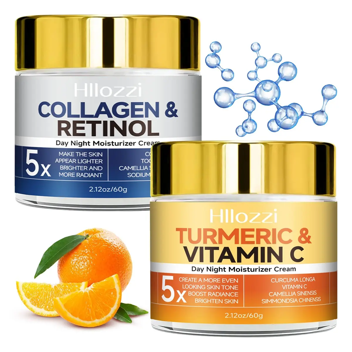 Turmeric & Vitamin C Collagen Retinol Moisturizing Face Cream, Daily Brightening, Radiance, Deep Hydration, Firming Skin, Ideal for Men and Women