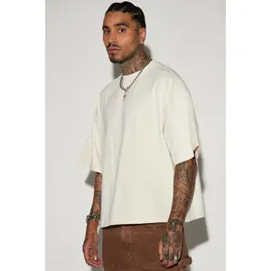 Boxy Cropped Heavyweight Short Sleeve Tee - Cream