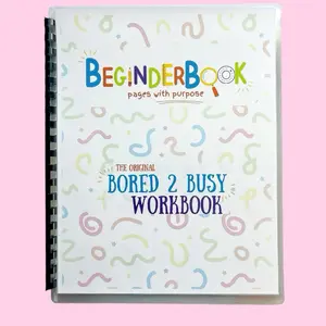 Bored 2 Busy Workbook 1 for Kids Ages 5-9 with 17 Laminated Pages for Morning Workstations, Classrooms, at home, restaurants & Car Rides Includes Foam Dice & Dry Erase Marker. Patterns, math, strategy, bilateral coordination, alphabet, numbers, matching