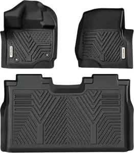 YITAMOTOR Floor Mats Fit for Ford F-150/F150 Lightning Super Crew Cab 2025-2015(Rear w/o U-Seat Flat Storage),TPE All Weather F150 Truck mats, 1st & 2nd Row