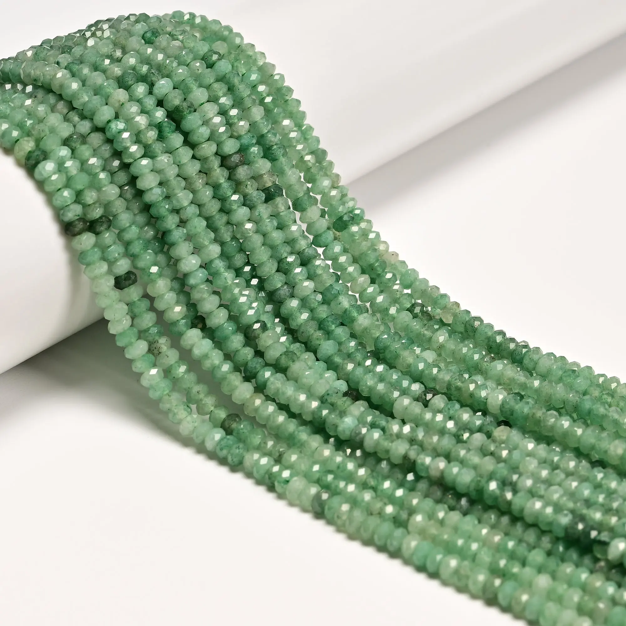 Natural Green Aventurine Faceted Rondelle Beads Size 2x4mm 15'' Strand