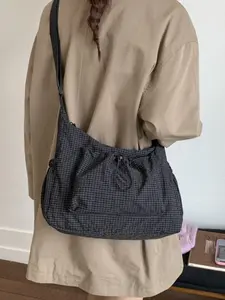 Korean Gingham Crossbody Shoulder Bag, Lightweight Multi-Use Casual Backpack, Fashionable Design, Perfect for Daily Use, Grid Pattern