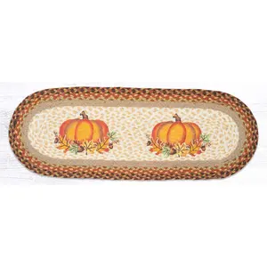Capitol Importing  13 x 36 in. Pumpkin Leaf Oval Table Runner