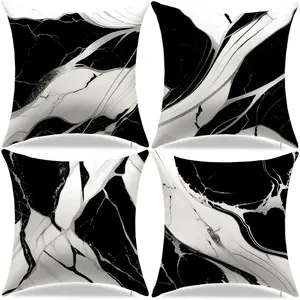 Grey and Black Abstract Pillow Covers 18 x 18 Inch Decorative Throw Pillow Covers Set of 4 for  Living Room Decor Sofa Bedroom  Couch Cushion Cover Pillow Cases