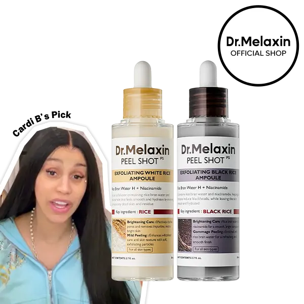 [Dr.Melaxin Official] Peel Shot Glow Rice Ampoule Duo - Serums for Brightening, Exfoliating, and Moisturizing - Suitable for All Skin Types 0