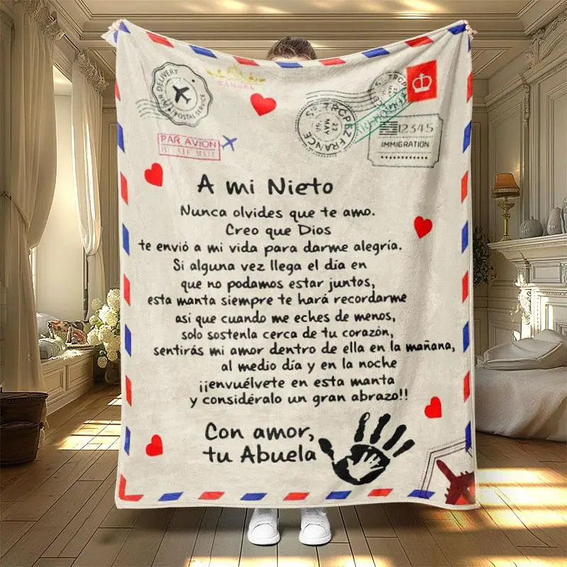 Travel Themed Letter Pattern Blanket, 1 Count Soft Warm Throw Blanket, Air-conditioned Room Blanket, Warm Nap Blanket for Home Office Travel