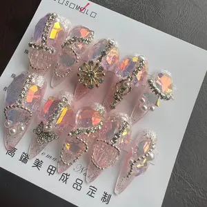 Press-On Nails with Adhesive Tabs for Easy Application and Removal, Gentle on Nails, Reusable, Ideal for Beginners or Short-Term Wear