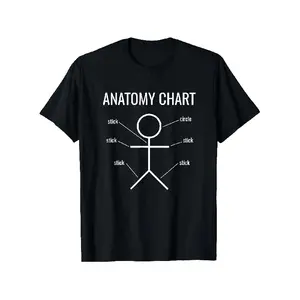 Humorous Stick Figure Anatomy Diagram T-Shirt, Extremely Soft, Breathable, And Moisture-Wicking Comfort Fit Crew Neck Tee for Both Men And Women. Cozy Graphic Print Shirt, Suitable for All Seasons And Daily Outdoor Activities