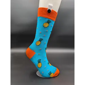 Le Loxx Hawaii Comfortable Baby Blue Pineapple Socks for Women - Casual Ankle Socks with Unique Design & Never Lose Another Sock Feature - Menswear