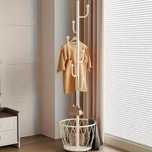 1pc Minimalist Floor Standing Rack With Storage Basket