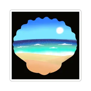 Seashell Beach Scene Sticker
