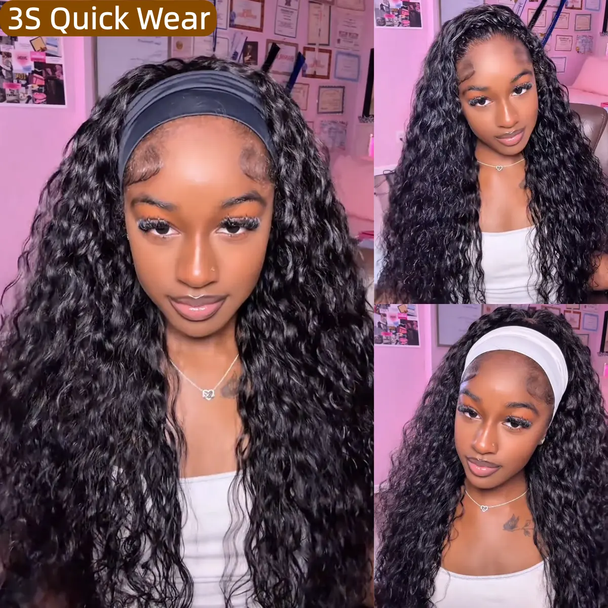 UNice Zero Stress Water Wave Zip Headband Wig Human Hair with Drawstring Glueless No Slipping Secure All Day Wigs 2-In-1 Switch Half Wig 3S Quick Wear Beginners Friendly #tiktokshopstockup