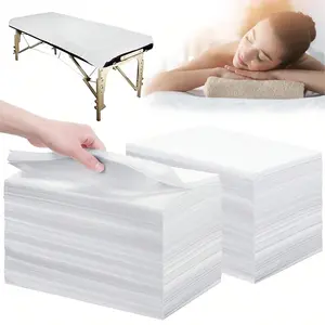 Disposable Bed Sheets 31" X 71" Massage Table Sheets Non Woven Fabric SPA Bed Cover Breathable For Massage Beauty Tattoos(White)