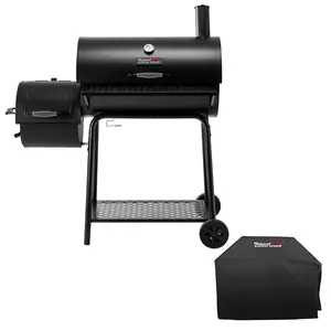 Royal Gourmet Charcoal Grill with Offset Smoker, 811 Square Inches Barbecue Barrel Smoker with Cover,  Steel Bbq  Rack Meat