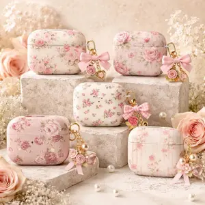 Personalized Loveshack Fancy AirPod Case Collection, Vintage Pink Floral Rose AirPods Gen 1 2 3 4 Pro Cover, Girly Aesthetic, No Keychain