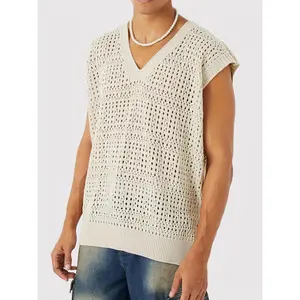 Loose Crochet Sweater Vest, Plus Size