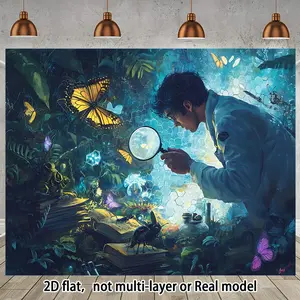 2D flat banner, 1pc Backdrop Blend of Nature and Steampunk Birthday Party Photo Background, Decorative Banner, Photo Booth Props, and Multipurpose Party Supplies White