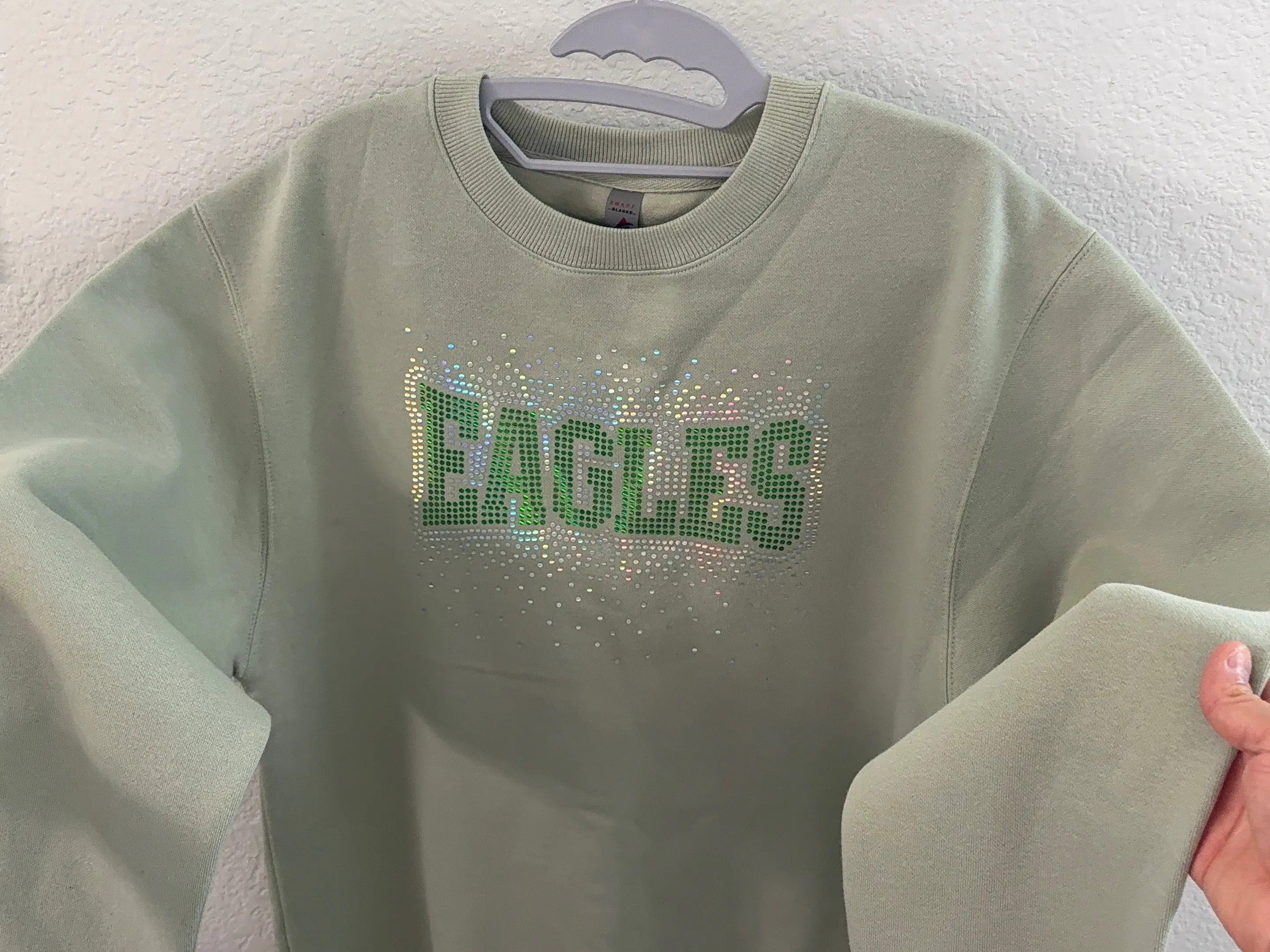 Eagles Green Spangle Graphic Crewneck Sweatshirt Football Team Fan Unisex Pullover Womenswear Everyday