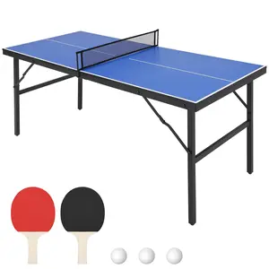 GARVEE 60" Portable Ping Pong Table - Folding Indoor/Outdoor Table Tennis Set with 2 Paddles & 3 Balls, Easy Assembly, Compact Design for Fun and Convenience