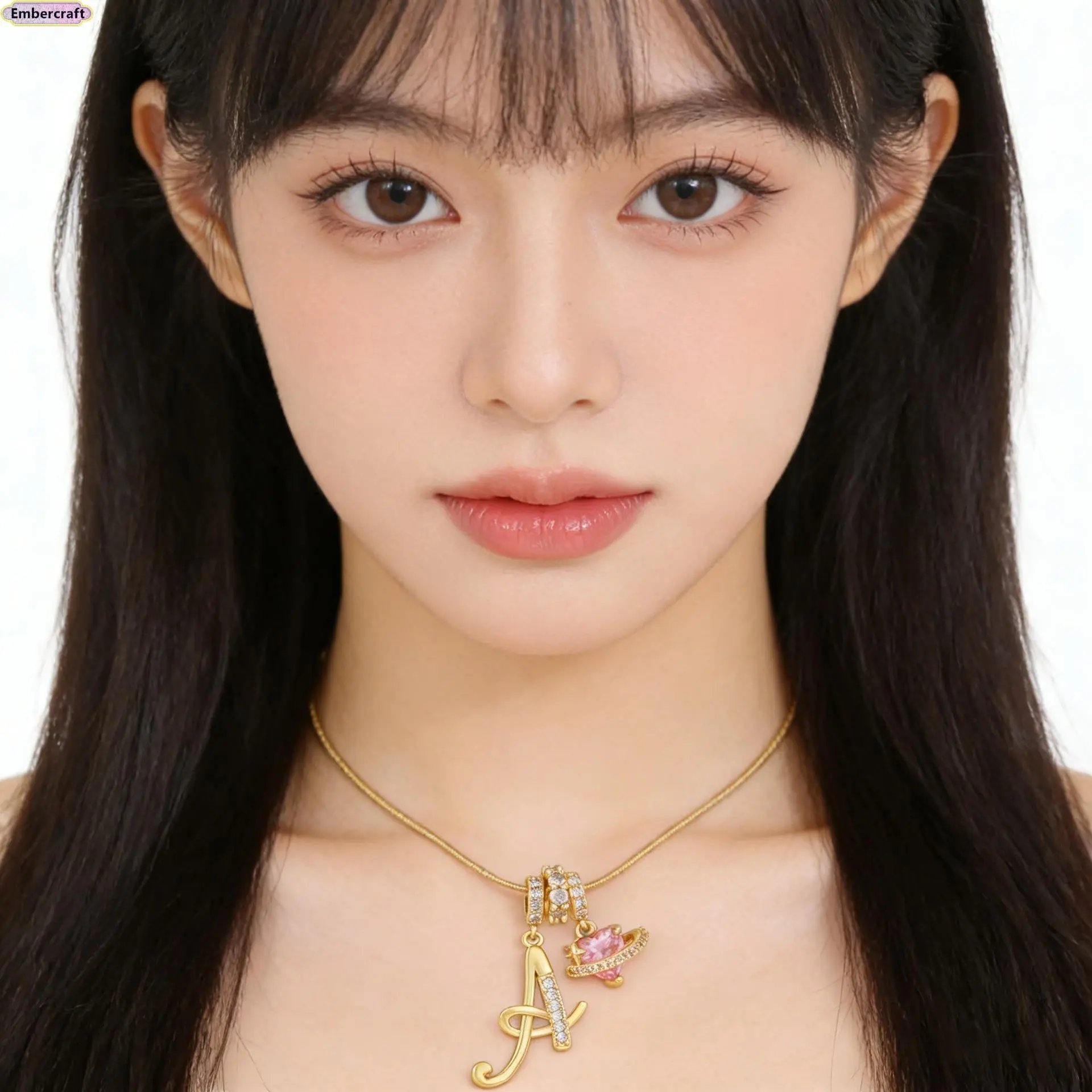 Women's Custom Initial Gold Necklace - Colorful Cubic Zirconia Letter Logo Pendant, Dopamine Style Gold-Tone Chain, Cute Theme Initial Charm Unisex Costume Jewelry for Daily Wear, Gifting, Custom Initial Necklaces, Letter Logo Necklaces