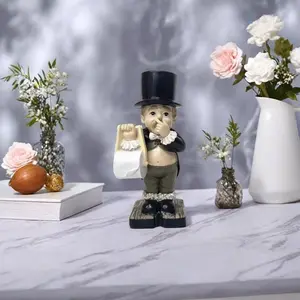Vintage Victorian-Style Toilet Butler Statue Toilet Paper Holder, Resin Freestanding Decorative Dispenser, No Electricity Required for Home Office Indoor Outdoor, Perfect for Christmas Halloween Decor