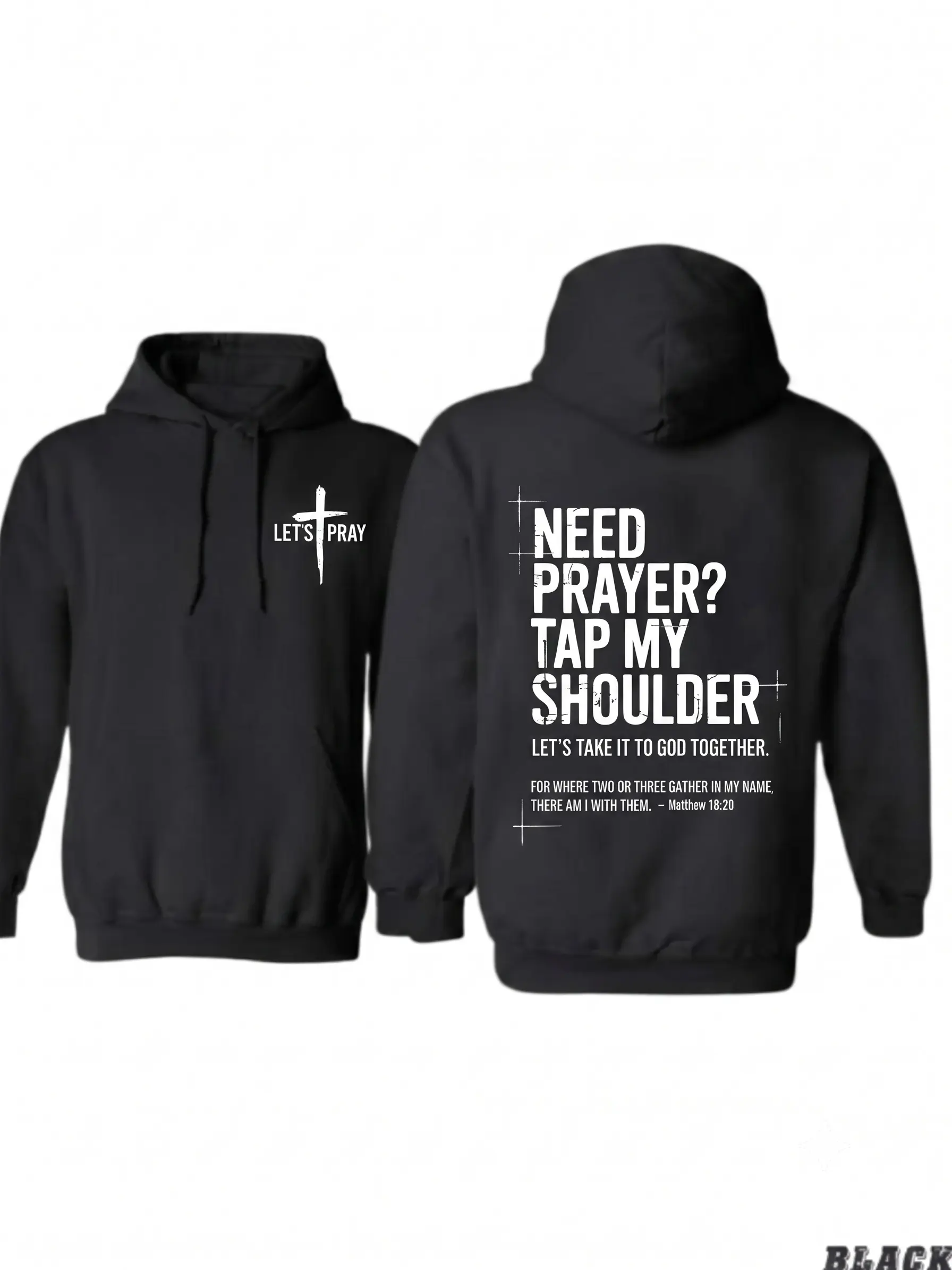 Men's Christian 'Need Prayer' Long Sleeve Hoodie - Casual Faith Graphic Print Sweatshirt with Bible Verse, Inspirational Religious Fall Winter Top, Layer