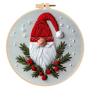 Beginner Embroidery Kit, Elegant Cross Stitch Set, Christmas Dwarf Style, DIY Embroidery Lovers, Includes Printed Cotton Fabric, Embroidery Thread
