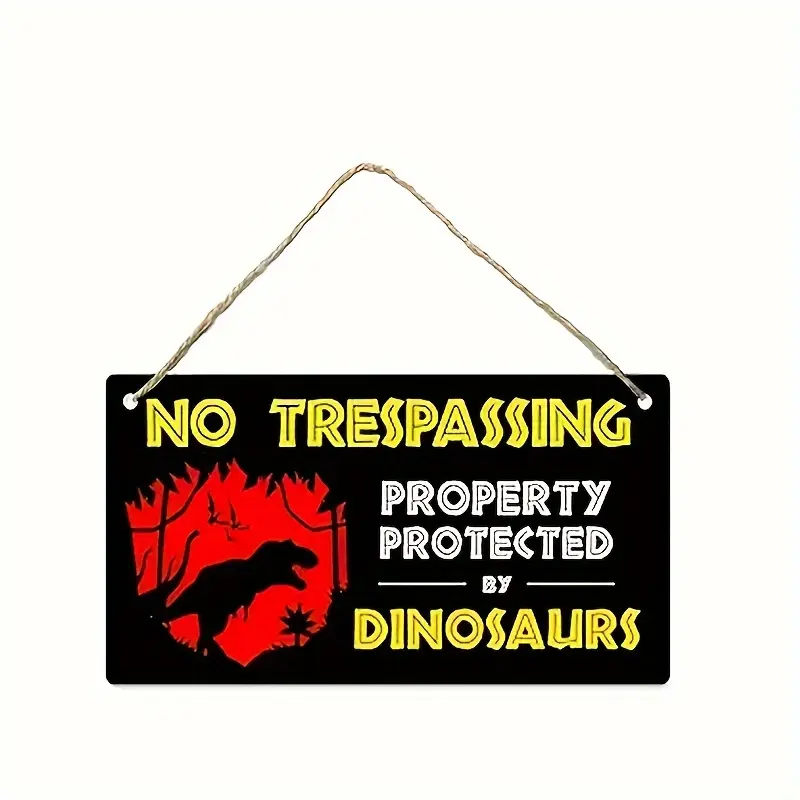 1pc boy's room decorated with dinosaur themed wooden tags - high-precision printing, perfect dinosaur bedroom decoration, Jurassic Park, interior decoration, home decorative ornament, Wall Hanging Ornament, with ropes