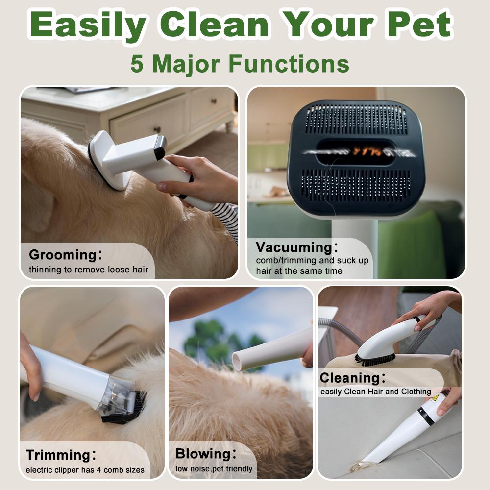 【Buy 1 Get 1 Free Gift】Catboxy Nova P1 5-in-1 Professional Cat Stuff Dog Products Pet Grooming Kit Dry Brush Trim Vacuum Clean Quiet Efficient All-in-One Solution for Pet Hair  2-Year Warranty