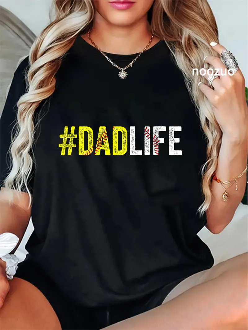 100% Cotton Dad Life Softball Daddy Baseball Sports Lover Father's Day T-Shirt