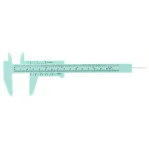 Plastic Vernier Caliper, Mini Double Scale Measuring Tool Sliding Portable Gauge Ruler Fast Read Depth 0.05mm Precision Eyebrow Stencil Makeup Student School Office Home Carpentry Jewelry 150mm