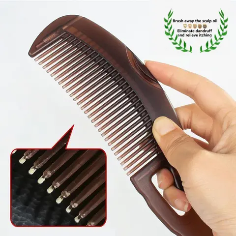 Women's Dandruff Comb - Compact Hollow-Tooth Hair Care Tool for Adults with Skin-Scraping Handle, Oil Control, Press-to-Lift Dirt, Scalp Massage, Itching Relief, Blood Flow Control (Box & Bag Package for Home/Outdoors, Best Friend Gift)