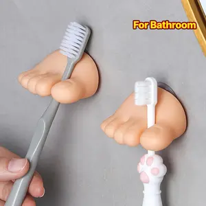 1pc Toothbrush Holder, Suction Cup Funny Toothbrush Rack, Bathroom Decoration Storage Rack, Small Clip