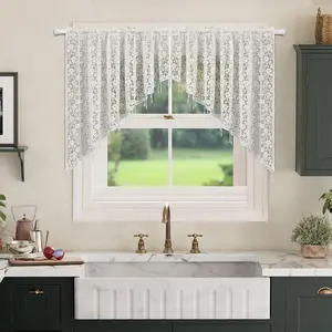 2pcs Embroidered Lace Vertical Rose Beaded Curtain Rods, Ready-Made Easy Install Window Drapes & Door Curtains, Elegant Home Decor & Interior Decoration Accessories