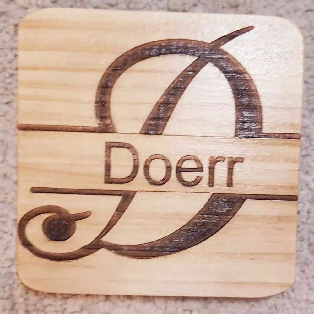 Personalized Wooden Coaster - Handcrafted Design Personalized Text, Ideal for Home or Office Use Engraved Tableware